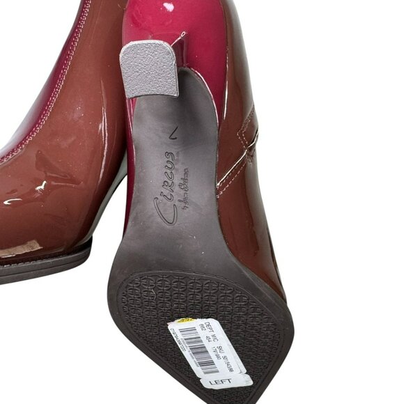 Circus NY Sam Edelman Yuki Burgundy Patent Pointed Toe Kitten Heel Booties SZ 7 - Picture 10 of 15